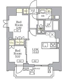 東京メトロ丸ノ内線 御茶ノ水駅 徒歩8分の賃貸マンション 2階2LDKの間取り