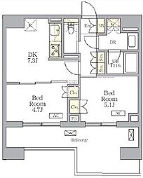 東京メトロ丸ノ内線 御茶ノ水駅 徒歩8分の賃貸マンション 10階2DKの間取り