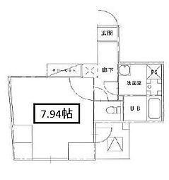 東京メトロ東西線 茅場町駅 徒歩13分の賃貸マンション 3階1Kの間取り