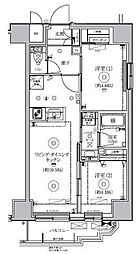 都営浅草線 蔵前駅 徒歩10分の賃貸マンション 8階2LDKの間取り