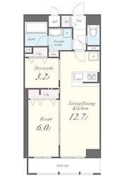 JR中央線 御茶ノ水駅 徒歩7分の賃貸マンション 12階1LDKの間取り