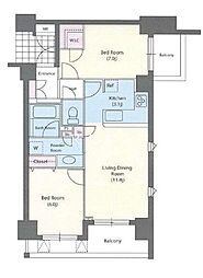 JR山手線 神田駅 徒歩4分の賃貸マンション 5階2LDKの間取り