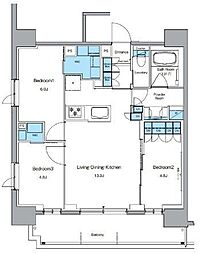 JR山手線 御徒町駅 徒歩8分の賃貸マンション 13階3LDKの間取り