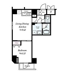 JR山手線 上野駅 徒歩8分の賃貸マンション 8階1LDKの間取り