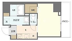 都営大江戸線 両国駅 徒歩9分の賃貸マンション 9階1Kの間取り