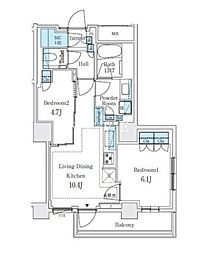 東京メトロ南北線 本駒込駅 徒歩4分の賃貸マンション 4階2LDKの間取り