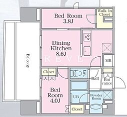 JR総武線 浅草橋駅 徒歩7分の賃貸マンション 11階2DKの間取り