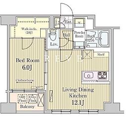 JR中央線 東京駅 徒歩9分の賃貸マンション 3階1LDKの間取り
