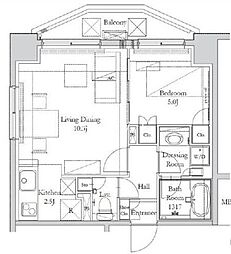 JR山手線 神田駅 徒歩13分の賃貸マンション 12階1LDKの間取り