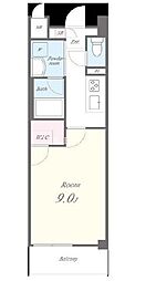 JR総武線 浅草橋駅 徒歩6分の賃貸マンション 5階1Kの間取り