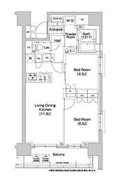 JR総武本線 馬喰町駅 徒歩6分の賃貸マンション 5階2LDKの間取り
