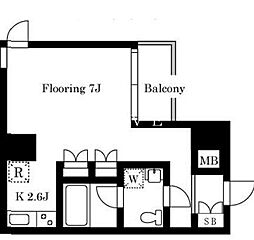 蔵前ローズガーデン ワンルームの間取図画像