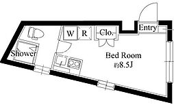 新宿区払方町マンション ワンルームの間取図画像