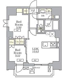 東京メトロ丸ノ内線 御茶ノ水駅 徒歩8分の賃貸マンション 2階2LDKの間取り