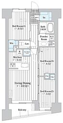 JR山手線 東京駅 徒歩13分の賃貸マンション 2階3LDKの間取り