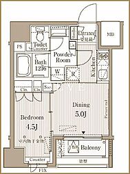 JR山手線 神田駅 徒歩3分の賃貸マンション 3階1DKの間取り