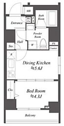 東京メトロ半蔵門線 水天宮前駅 徒歩8分の賃貸マンション 5階1DKの間取り
