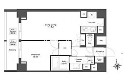 東京メトロ日比谷線 秋葉原駅 徒歩9分の賃貸マンション 12階1LDKの間取り