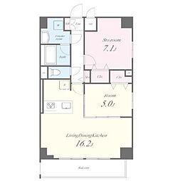東京メトロ東西線 神楽坂駅 徒歩7分の賃貸マンション 7階2LDKの間取り