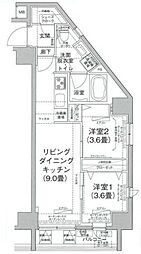 東京メトロ銀座線 浅草駅 徒歩12分の賃貸マンション 2階2LDKの間取り