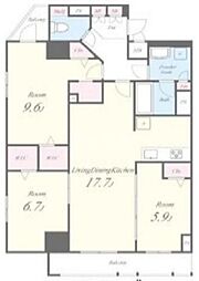 JR中央線 御茶ノ水駅 徒歩7分の賃貸マンション 13階3LDKの間取り