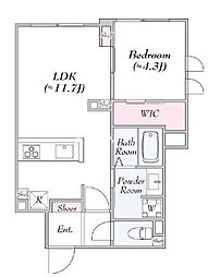 都営大江戸線 飯田橋駅 徒歩5分の賃貸マンション 1階1LDKの間取り