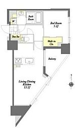 都営浅草線 蔵前駅 徒歩3分の賃貸マンション 2階1LDKの間取り
