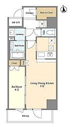 東京メトロ銀座線 神田駅 徒歩14分の賃貸マンション 10階1LDKの間取り