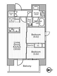 JR山手線 上野駅 徒歩14分の賃貸マンション 13階2LDKの間取り