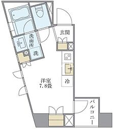 JR山手線 東京駅 徒歩15分の賃貸マンション 8階ワンルームの間取り