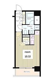 JR山手線 神田駅 徒歩9分の賃貸マンション 12階ワンルームの間取り