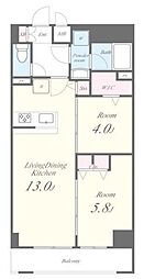 JR中央線 御茶ノ水駅 徒歩7分の賃貸マンション 9階2LDKの間取り