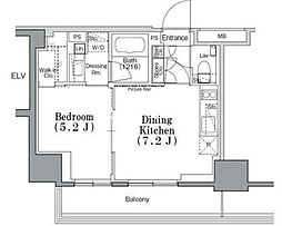 PARKHABIO飯田橋 1DKの間取図画像