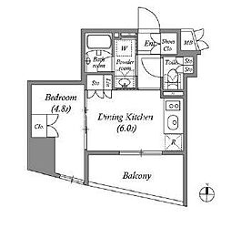 nido蔵前アベニュー 1DKの間取図画像