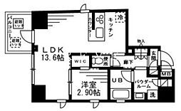 JR山手線 上野駅 徒歩12分の賃貸マンション 9階1LDKの間取り