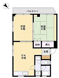 小原ビル 3階2DKの間取り