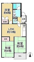 藤和枚方コープ 3LDKの間取図画像