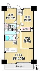 メロディーハイム枚方牧野阪 3LDKの間取り