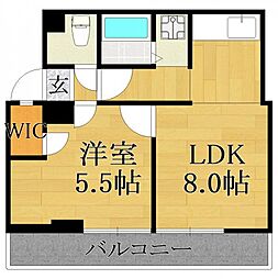 リーガルハウス板宿 3階2DKの間取り