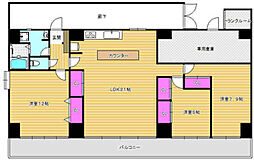 ワコーレ西山 5階1Kの間取り