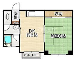 JR東西線 大阪城北詰駅 徒歩2分の賃貸マンション 4階1DKの間取り