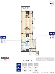 ZOOM信濃町 2階2Kの間取り
