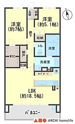 ミラキタシティ姫路 2LDKの間取図画像
