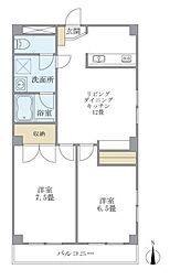 都営大江戸線 練馬駅 徒歩6分の賃貸マンション 3階2LDKの間取り