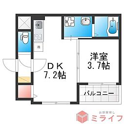 Ｆ　Ｎｏｒｍａｌｉｓ　ＳＥＡＭ 1階1DKの間取り