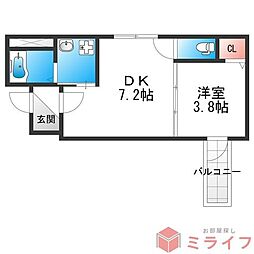 Ｆ　Ｎｏｒｍａｌｉｓ　ＳＥＡＭ 4階1DKの間取り