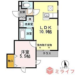 Hale Walea 1階1LDKの間取り