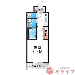 リヴェント玉造 1Kの間取図画像
