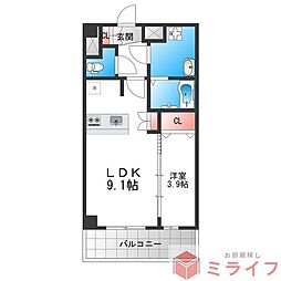 アドバンス大阪クラージュ 1LDKの間取図画像