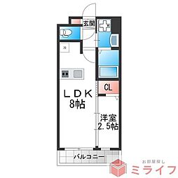大阪市東成区玉津2丁目マンション 1LDKの間取図画像